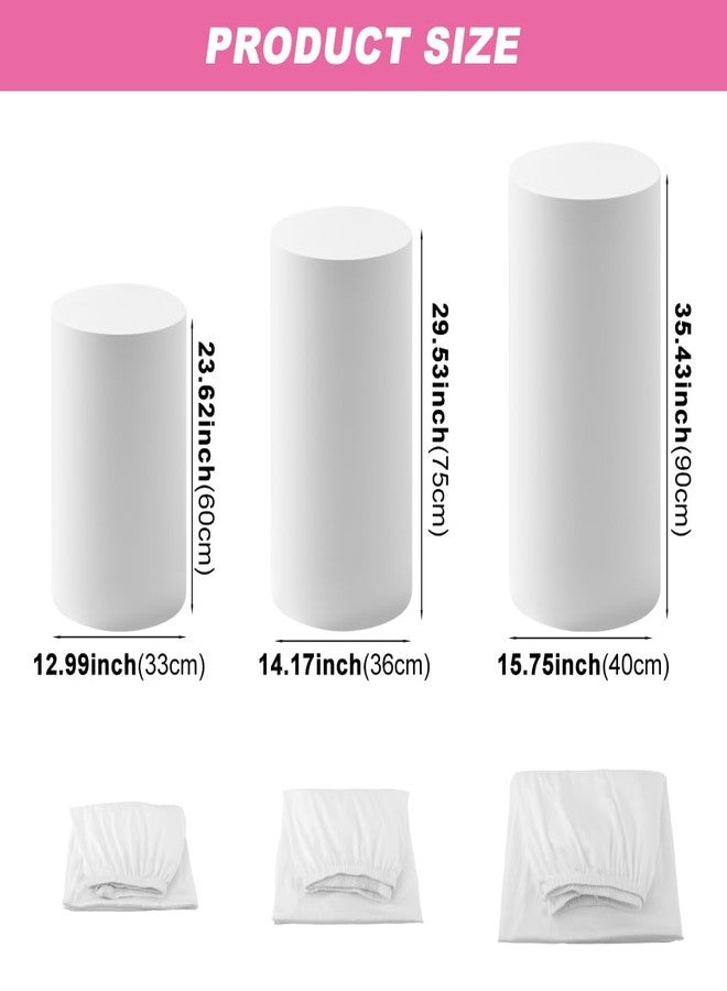 Kazheon 3Pcs Cylinder Pedestal Stand Covers,Round Spandex Cylinder Stand Covers for Party,Elastic Cloth Cylinders Plinth Cover for Parties Wedding Birthday Event Decor,Only Covers - Image 2